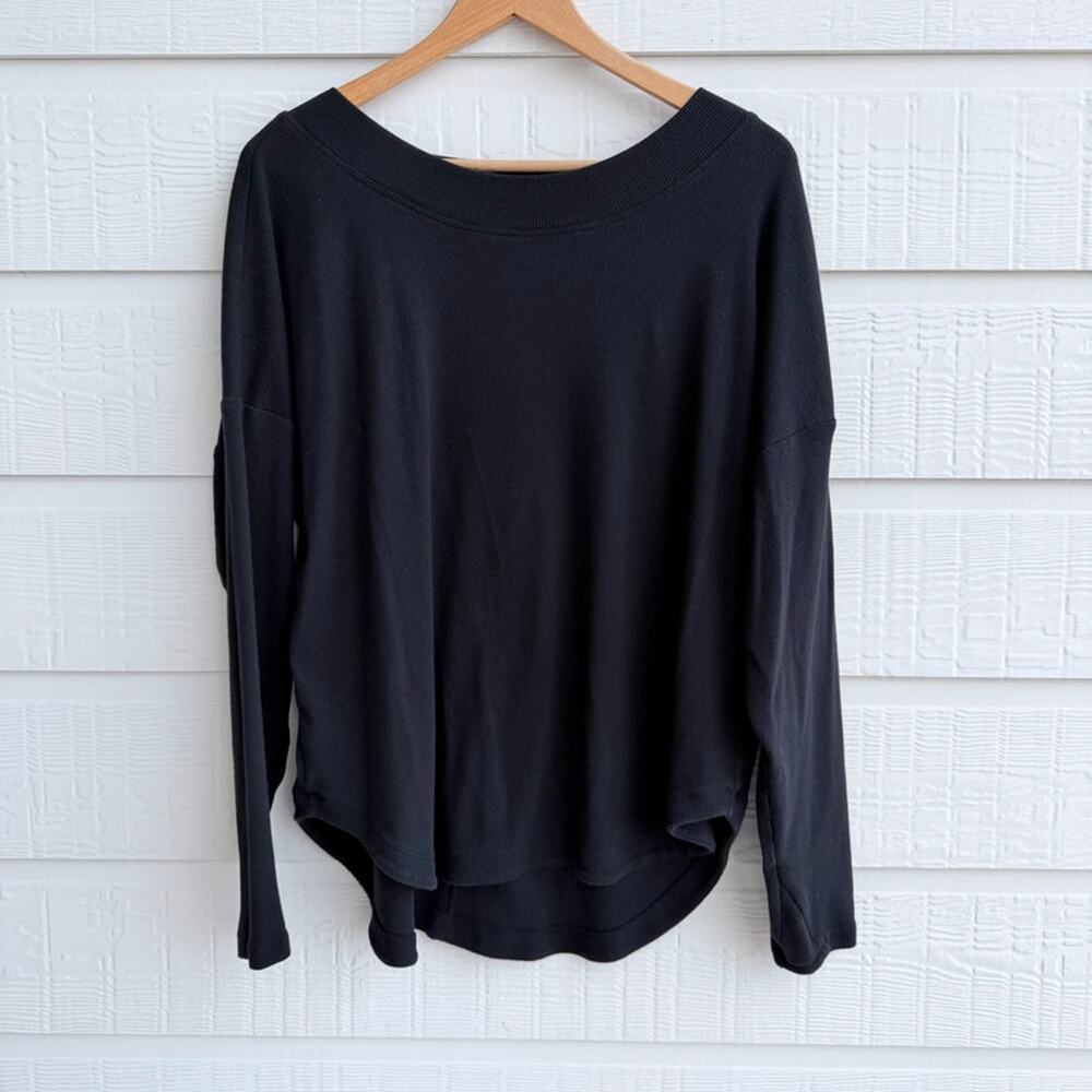 Athleta Black Ribbed Open Back Sweater XL